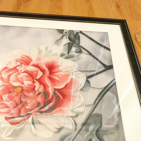 Silk Hand Embroidery Pink Peony Art - Picture 6 of 9